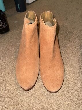 Jack Rogers Suede Ankle Booties in Camel Tan